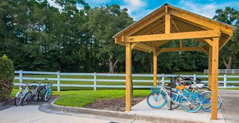 Covered bicycle storage and custom racks